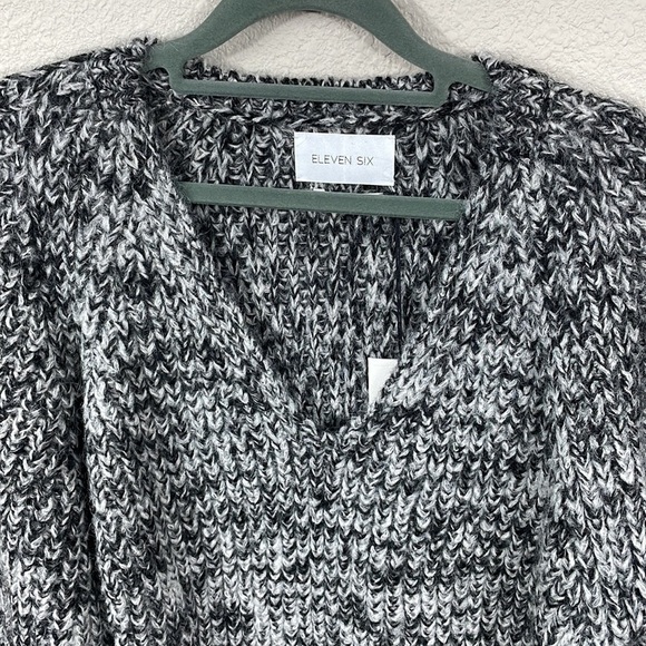 NWT Eleven Six Tess Alpaca Sweater Chunky Knit Salt Pepper Black White Sz M L - Picture 6 of 14